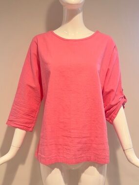 💖 Bright Pink Cotton Gauze Tunic Top XL 💖